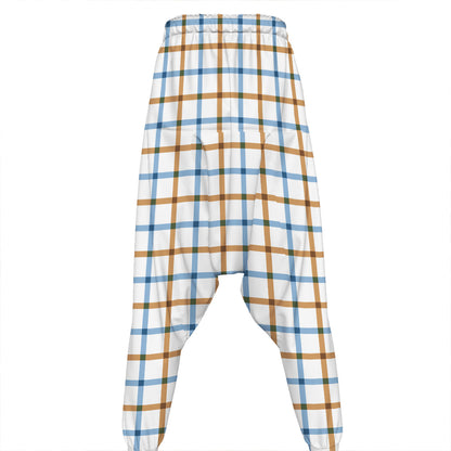 Blue And Brown Tattersall Pattern Print Hammer Pants