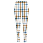 Blue And Brown Tattersall Pattern Print High-Waisted Pocket Leggings