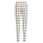 Blue And Brown Tattersall Pattern Print High-Waisted Pocket Leggings