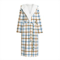 Blue And Brown Tattersall Pattern Print Hooded Bathrobe