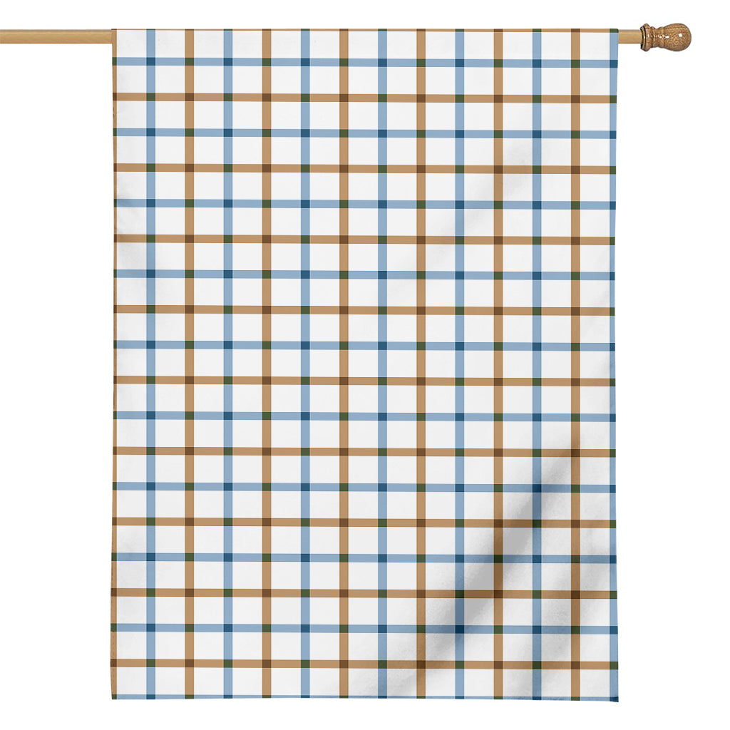 Blue And Brown Tattersall Pattern Print House Flag
