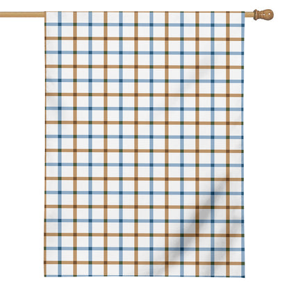 Blue And Brown Tattersall Pattern Print House Flag