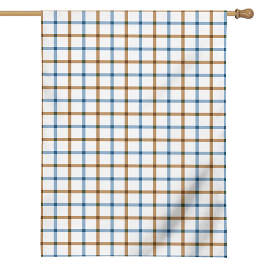 Blue And Brown Tattersall Pattern Print House Flag