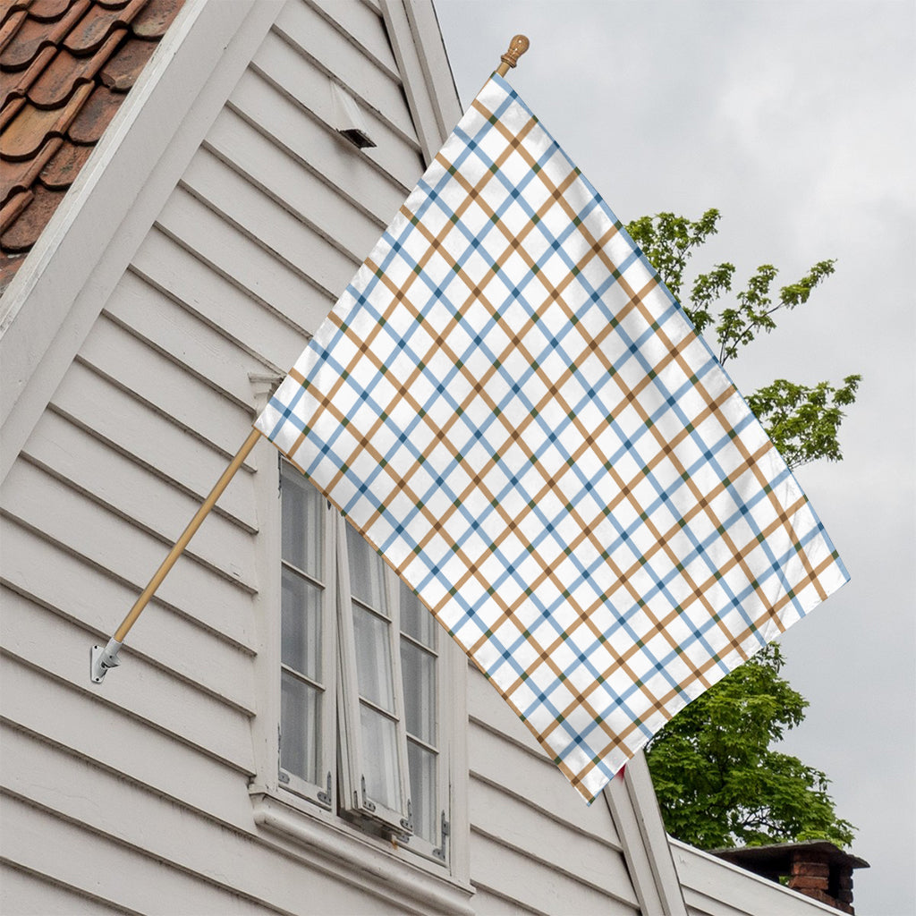 Blue And Brown Tattersall Pattern Print House Flag