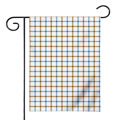 Blue And Brown Tattersall Pattern Print House Flag