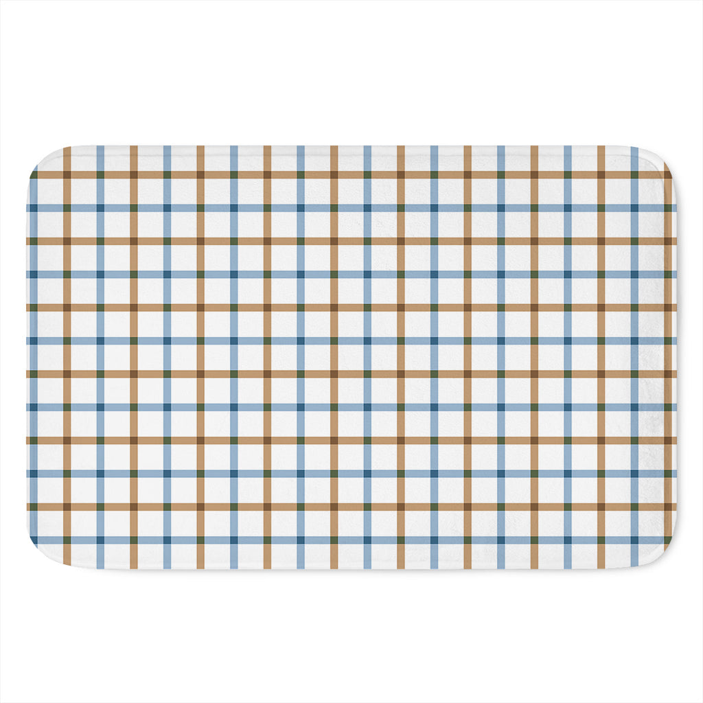 Blue And Brown Tattersall Pattern Print Indoor Door Mat