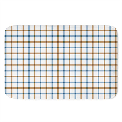 Blue And Brown Tattersall Pattern Print Indoor Door Mat