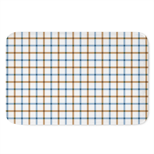Blue And Brown Tattersall Pattern Print Indoor Door Mat