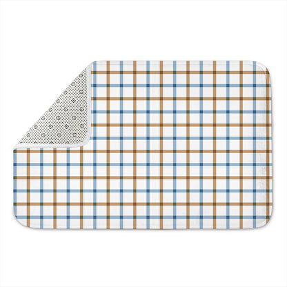 Blue And Brown Tattersall Pattern Print Indoor Door Mat