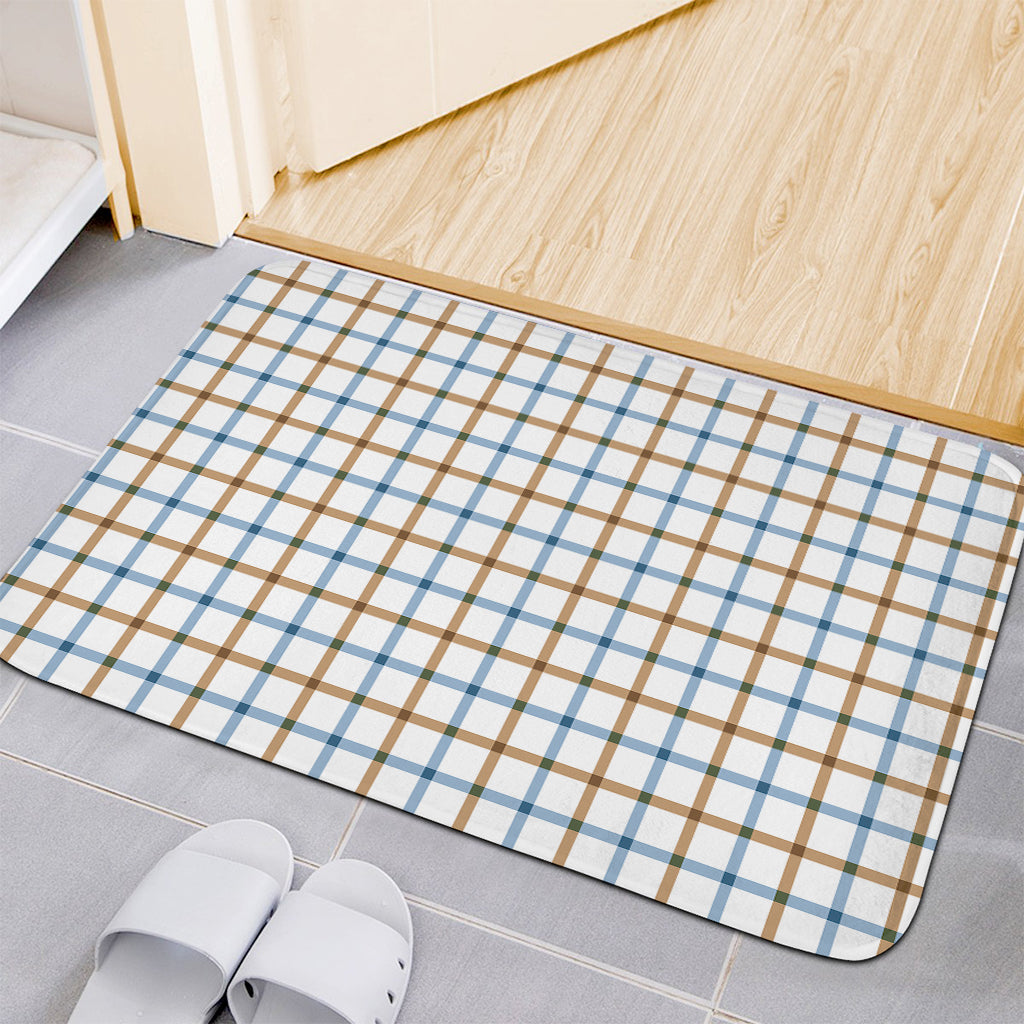 Blue And Brown Tattersall Pattern Print Indoor Door Mat