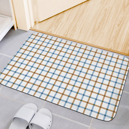Blue And Brown Tattersall Pattern Print Indoor Door Mat