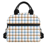 Blue And Brown Tattersall Pattern Print Insulated Lunch Bag