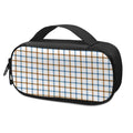 Blue And Brown Tattersall Pattern Print Portable Cooler Travel Case
