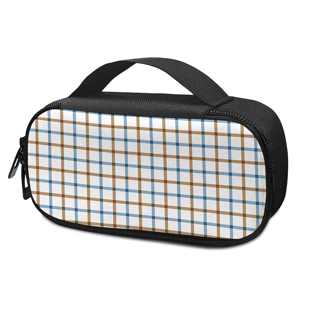 Blue And Brown Tattersall Pattern Print Insulin Cooler Travel Case