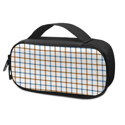 Blue And Brown Tattersall Pattern Print Insulin Cooler Travel Case