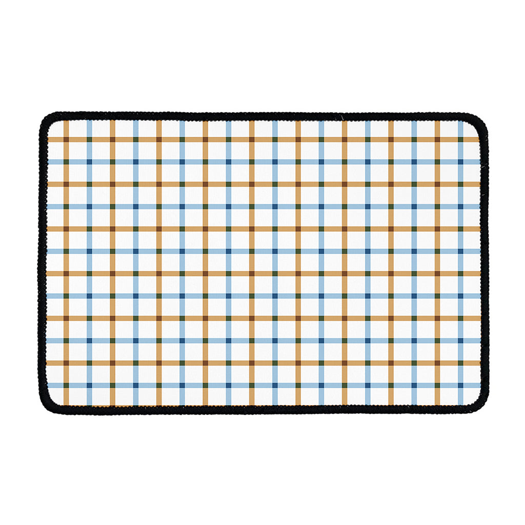 Blue And Brown Tattersall Pattern Print Kitchen Mat