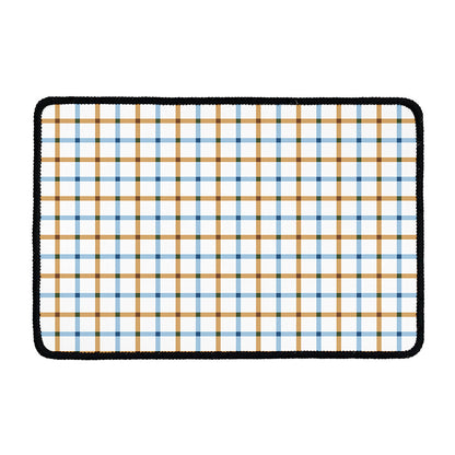 Blue And Brown Tattersall Pattern Print Kitchen Mat