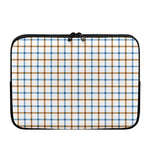 Blue And Brown Tattersall Pattern Print Laptop Sleeve
