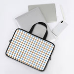 Blue And Brown Tattersall Pattern Print Laptop Sleeve With Handle