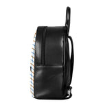 Blue And Brown Tattersall Pattern Print Leather Backpack