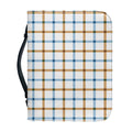 Blue And Brown Tattersall Pattern Print Leather Bible Cover