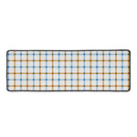 Blue And Brown Tattersall Pattern Print Long Kitchen Mat
