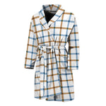 Blue And Brown Tattersall Pattern Print Men's Bathrobe