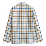 Blue And Brown Tattersall Pattern Print Men's Blazer