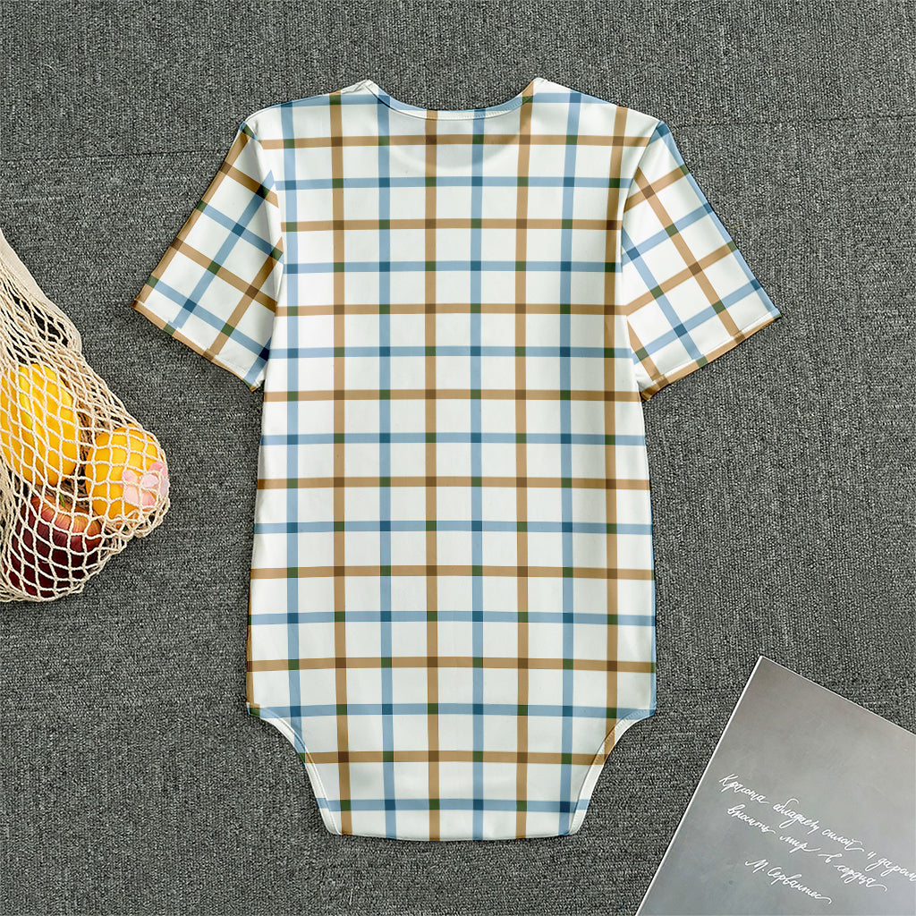 Blue And Brown Tattersall Pattern Print Men's Bodysuit