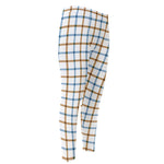 Blue And Brown Tattersall Pattern Print Men's Compression Pants