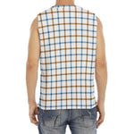 Blue And Brown Tattersall Pattern Print Men's Fitness Tank Top