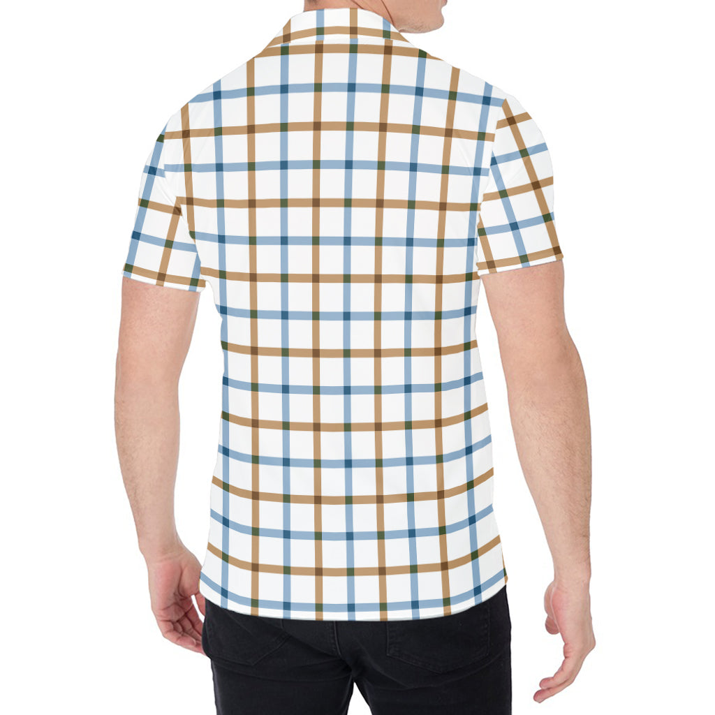 Blue And Brown Tattersall Pattern Print Men's Shirt
