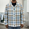 Blue And Brown Tattersall Pattern Print Men's Shirt Jacket