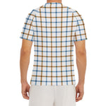 Blue And Brown Tattersall Pattern Print Men's Short Sleeve Rash Guard