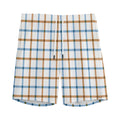 Blue And Brown Tattersall Pattern Print Men's Athletic Shorts