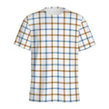 Blue And Brown Tattersall Pattern Print Men's Athletic T-Shirt