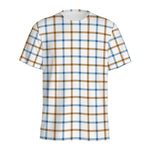 Blue And Brown Tattersall Pattern Print Men's Sports T-Shirt