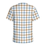 Blue And Brown Tattersall Pattern Print Men's Sports T-Shirt