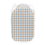 Blue And Brown Tattersall Pattern Print Mesh Laundry Hamper