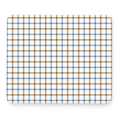 Blue And Brown Tattersall Pattern Print Mouse Pad