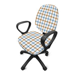 Blue And Brown Tattersall Pattern Print Office Chair Cover