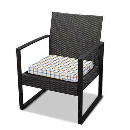 Blue And Brown Tattersall Pattern Print Outdoor Seat Cushion Cover