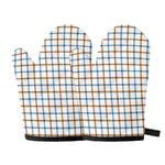 Blue And Brown Tattersall Pattern Print Oven Mitts