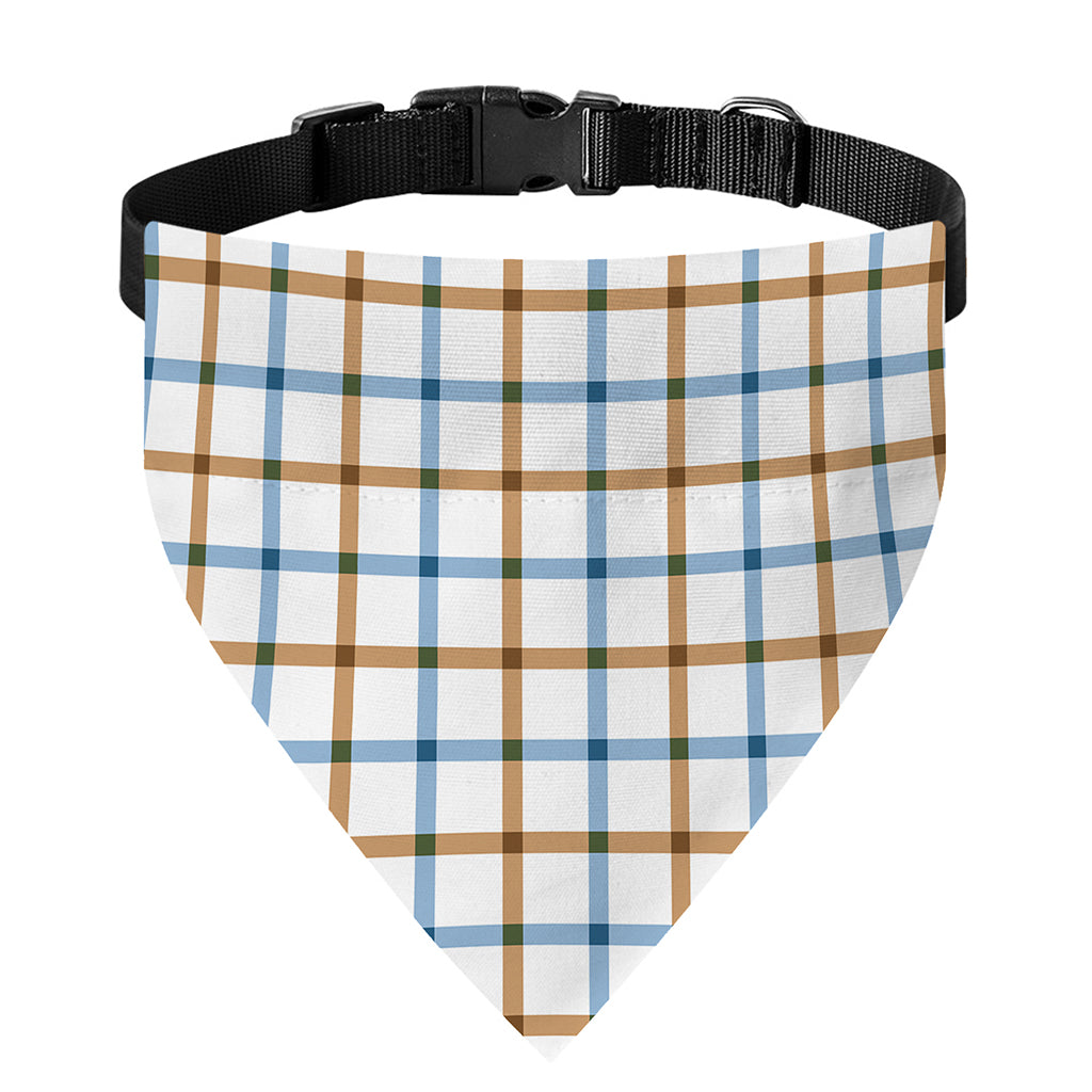 Blue And Brown Tattersall Pattern Print Over The Collar Dog Bandana