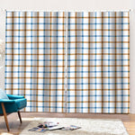Blue And Brown Tattersall Pattern Print Pencil Pleat Curtains