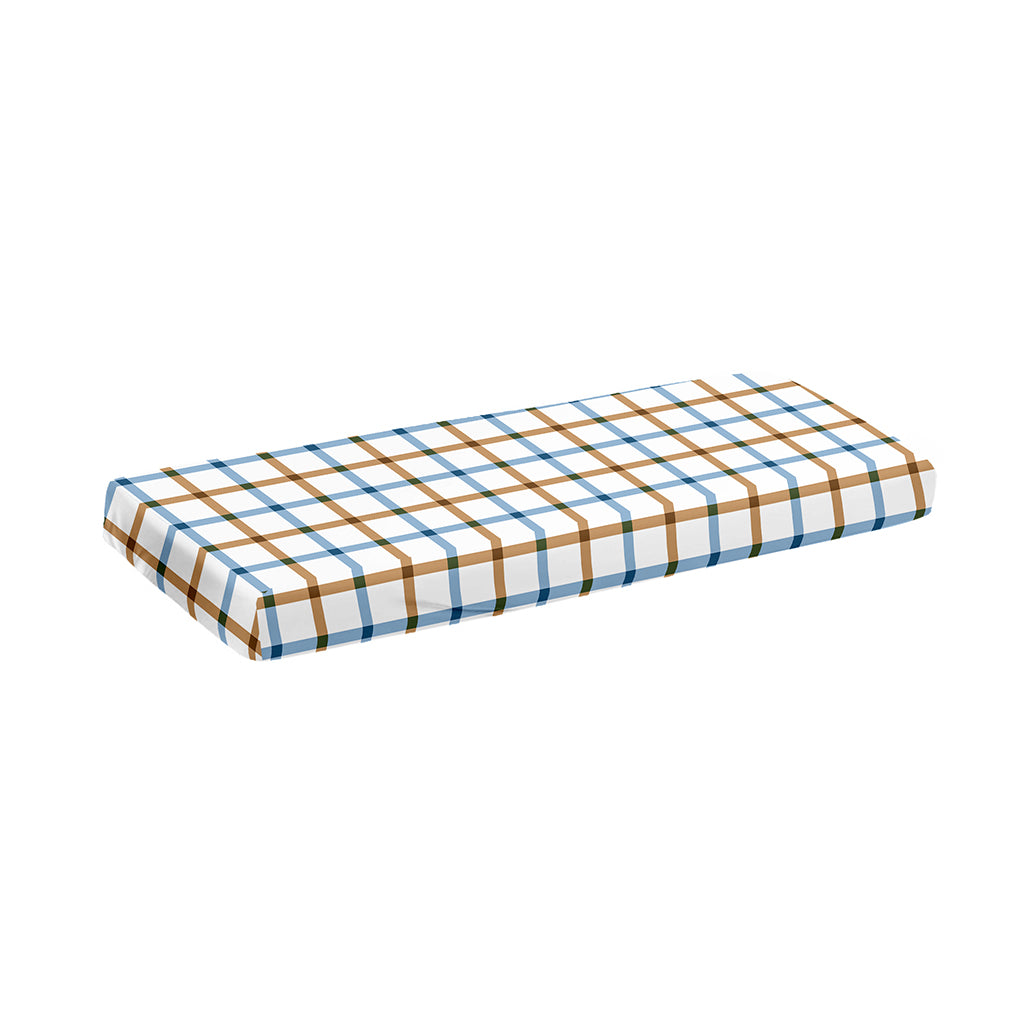 Blue And Brown Tattersall Pattern Print Piano Keyboard Cover