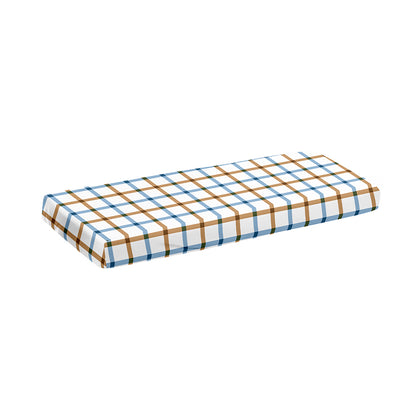 Blue And Brown Tattersall Pattern Print Piano Keyboard Cover
