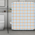 Blue And Brown Tattersall Pattern Print Polyester Shower Curtain