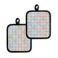 Blue And Brown Tattersall Pattern Print Pot Holders