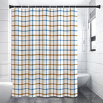 Blue And Brown Tattersall Pattern Print Premium Shower Curtain